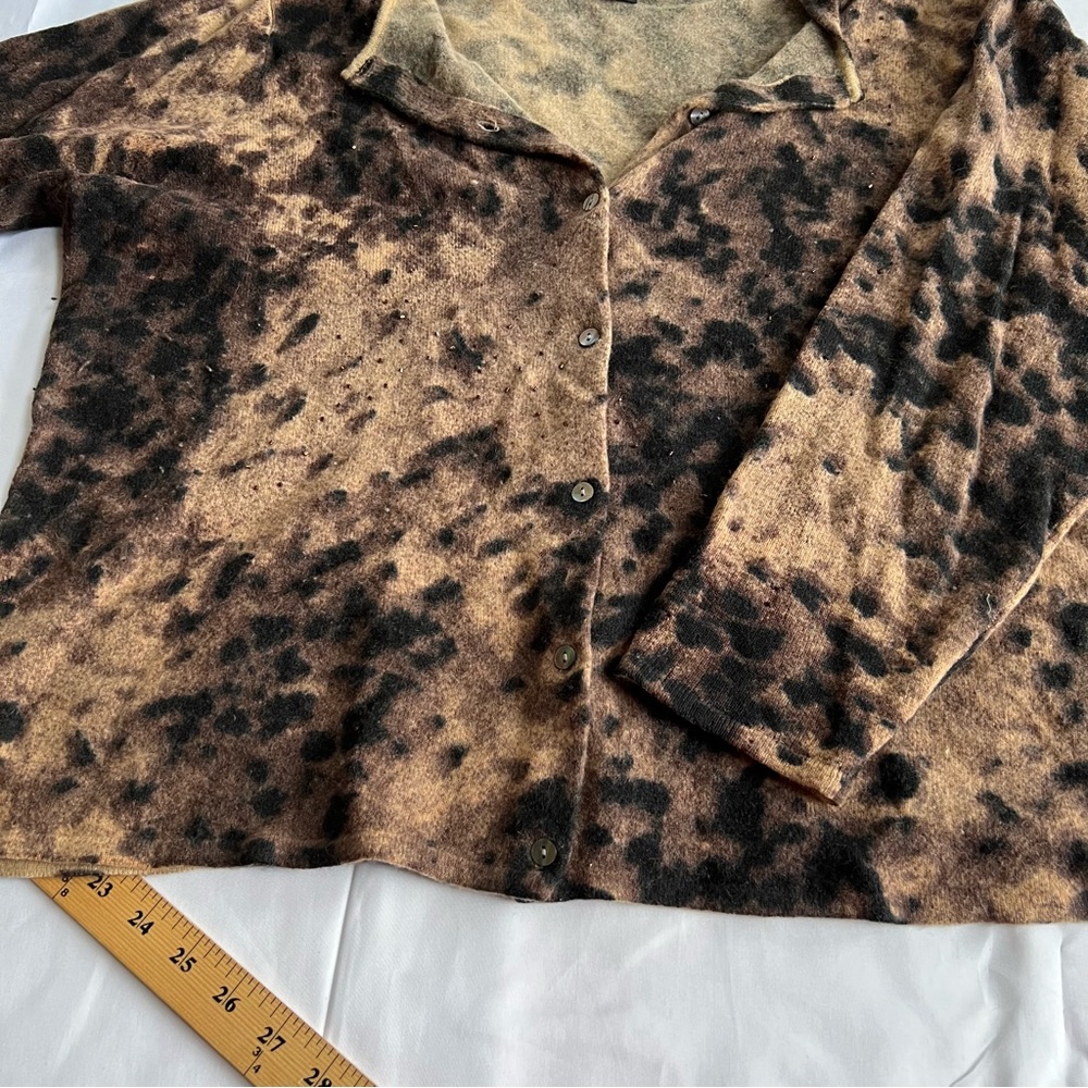 VINTAGE size 3X Carole Little lambs wool blend animal print cardigan